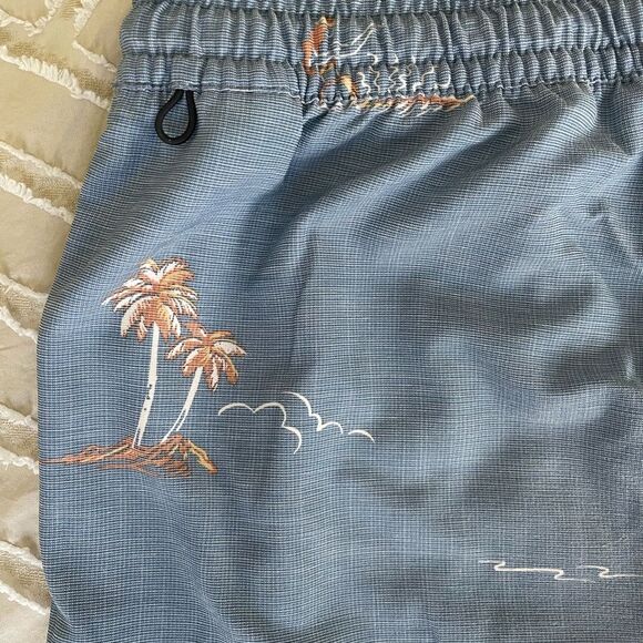 Quiksilver Blue Board Shorts with Tropical Print - Picture 5 of 7